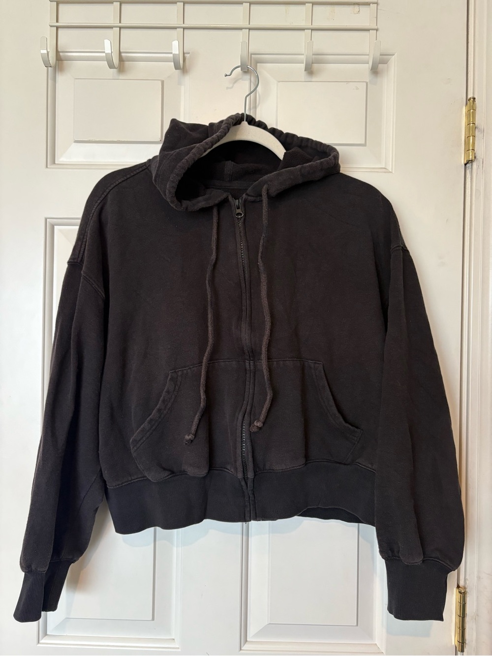 Acid Washed Black Zip-Up Hoodie